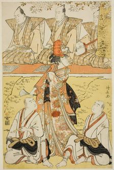 The Actors Segawa Kikunojo III as Koito, Sawamura Sojuro III as the monk Sainenbo, and Ich..., 1783. Creator: Torii Kiyonaga
