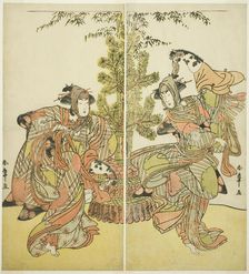 The Actors Segawa Kikunojo III as Yasukata (right), and Iwai Hanshiro IV as Utou (left)..., c. 1782. Creator: Shunsho