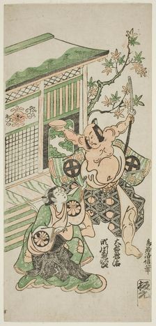 The Actors Segawa Kikujiro I as Nobutsura's wife Karumo and Otani Oniji I as Tahara Matata..., 1747. Creator: Torii Kiyonobu II