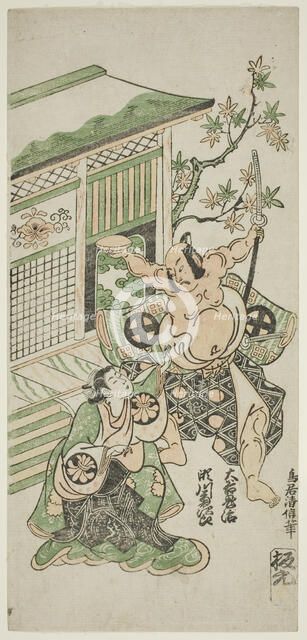 The Actors Segawa Kikujiro I as Nobutsura's wife Karumo and Otani Oniji I as Tahara Matata..., 1747. Creator: Torii Kiyonobu II.