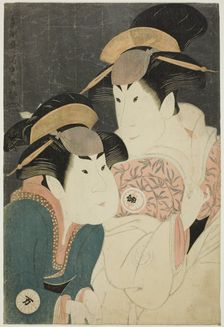 The actors Segawa Tomisaburo II (R) as Yadorigi, wife of Ogishi Kurando, and Nakamura..., 1794. Creator: Toshusai Sharaku