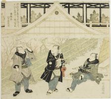 The actors Seki Sanjuro II, One Kikugoro III, and Ichikawa Danjuro VII on a Kabuki stage, 1822. Creator: Utagawa Toyokuni I