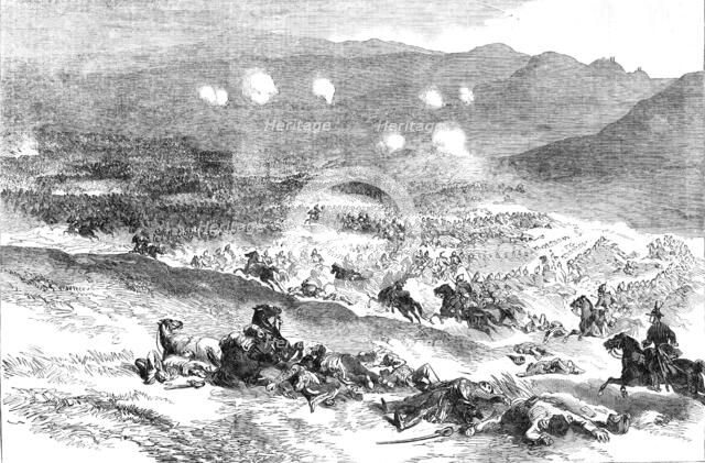 The Action at Balaclava, October 25 - First Charge of Heavy Cavalry, 1854. Creator: Unknown.