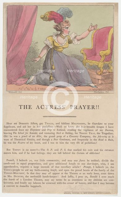 The Actress' Prayer!!, August 10, 1801., August 10, 1801. Creator: Thomas Rowlandson.