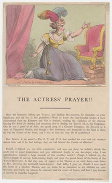 The Actress Prayer!!, August 10, 1801., August 10, 1801. Creator: Thomas Rowlandson