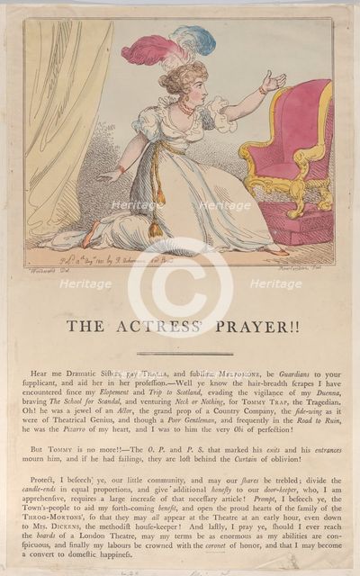 The Actress' Prayer!!, August 10, 1801., August 10, 1801. Creator: Thomas Rowlandson.