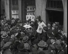 The Actress Violet Loraine Handing Out Leaflets to Hundreds of People Outside of a Theatre, 1920s. Creator: British Pathe Ltd