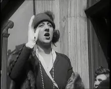 The Actress Violet Loraine Making a Passionate Speech Outside a Theatre, 1920s. Creator: British Pathe Ltd