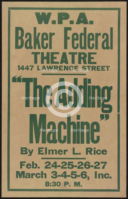 The Adding Machine, Denver, 1938. Creator: Unknown.