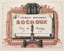 The Address Card of Rochoux, a Printseller, c. 1856. Creator: Charles Meryon (French, 1821-1868)