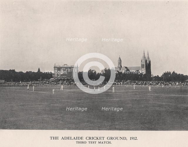 The Adelaide Cricket Ground, Third Test Match between Australia and England, 1912. Artist: Charles Alfred Petts.