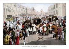 The adieux at Fontainebleau, France, 20 April 1814 (1900)