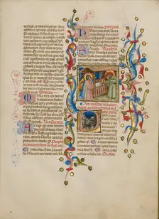 The Adoration of the Christ Child: Initial P: Two Shepherds; Missal, between about 1389 and 1400. Creator: Master of the Brussels Initials