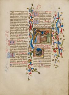 The Adoration of the Christ Child: Initial P: Two Shepherds; Missal, between about 1389 and 1400. Creator: Master of the Brussels Initials