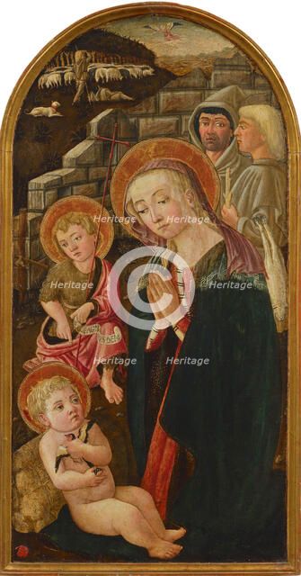 The Adoration of the Christ Child with Shepherds and Saint John the Baptist, 2nd Half of 15th cen. Creator: Domenico di Zanobi, (Master of the Johnson Nativity) (active ca 1460-1499).