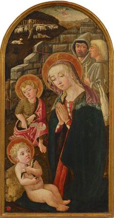 The Adoration of the Christ Child with Shepherds and Saint John the Baptist, 2nd Half of 15th cen. Creator: Domenico di Zanobi, (Master of the Johnson Nativity) (active ca 1460-1499)