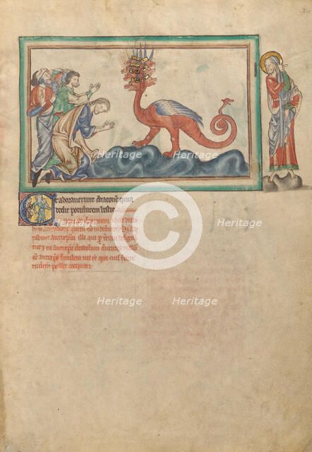 The Adoration of the Beast; Dyson Perrins Apocalypse, about 1255-1260. Creator: Unknown.