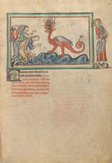 The Adoration of the Beast; Dyson Perrins Apocalypse, about 1255-1260. Creator: Unknown