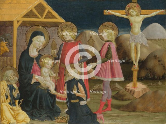 The Adoration of the Kings, and Christ on the Cross, ca 1470. Artist: Bonfigli, Benedetto (1420-1496)