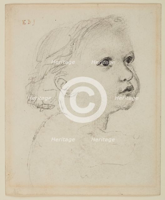 The Adoration of the Kings Triptych - Study of Head for Infant Christ, 1860-62. Creator: Sir Edward Coley Burne-Jones.