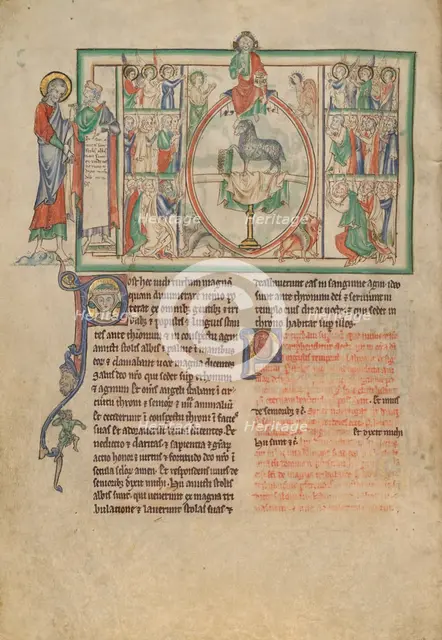 The Adoration of the Lord and of the Lamb by the Chosen; Dyson Perrins Apocalypse, about 1255-1260. Creator: Unknown.
