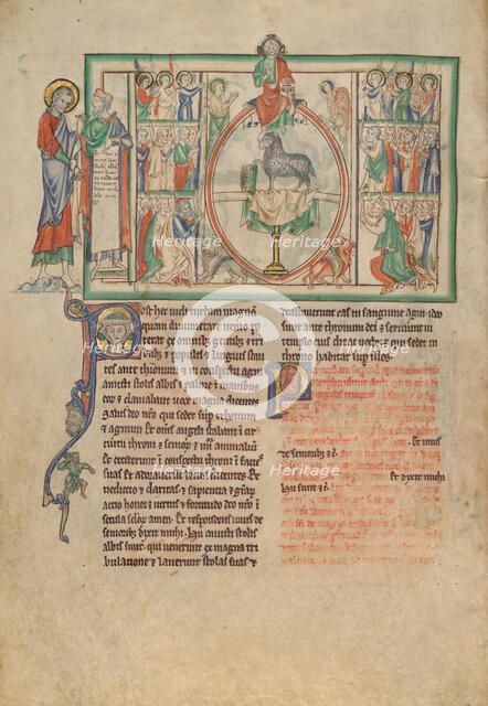 The Adoration of the Lord and of the Lamb by the Chosen; Dyson Perrins Apocalypse, about 1255-1260. Creator: Unknown.