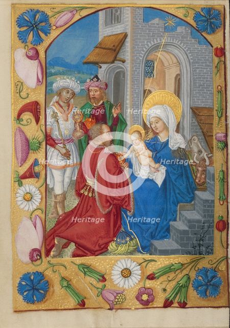 The Adoration of the Mag; Book of Hours, early 16th century. Creator: Unknown.