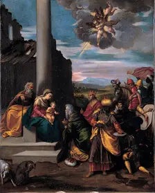 The Adoration of the Magi, 1575-1580. Artist: Scarsellino (Scarsella), Ippolito (1551-1620)