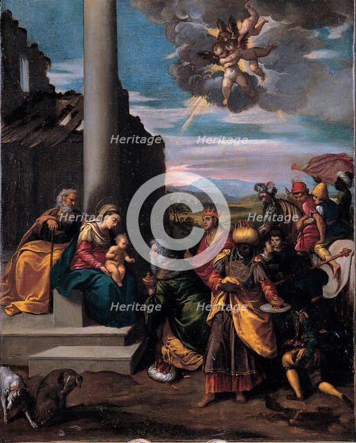 The Adoration of the Magi, 1575-1580. Artist: Scarsellino (Scarsella), Ippolito (1551-1620)