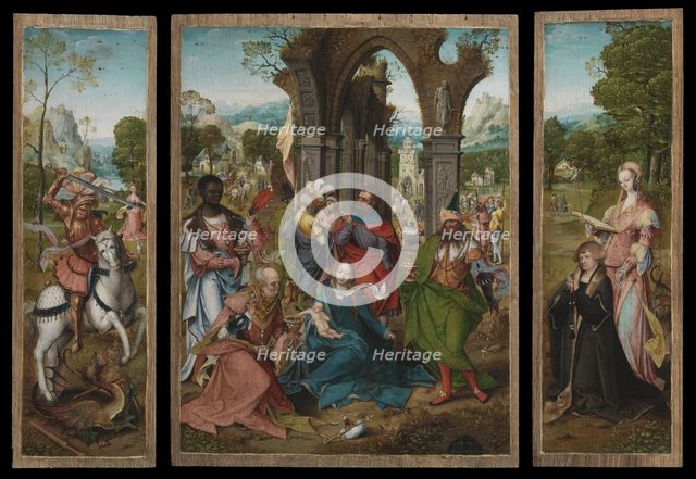 The Adoration of the Magi. Triptych, c1519. Creator: Master of the Antwerp Adoration.