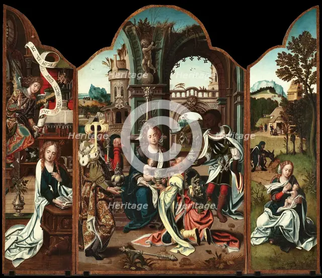 The Adoration of the Magi (Triptych). Creator: Coecke van Aelst, Pieter, the Elder (1502-1550).