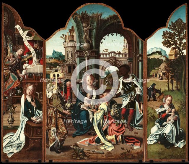 The Adoration of the Magi (Triptych). Creator: Coecke van Aelst, Pieter, the Elder (1502-1550).