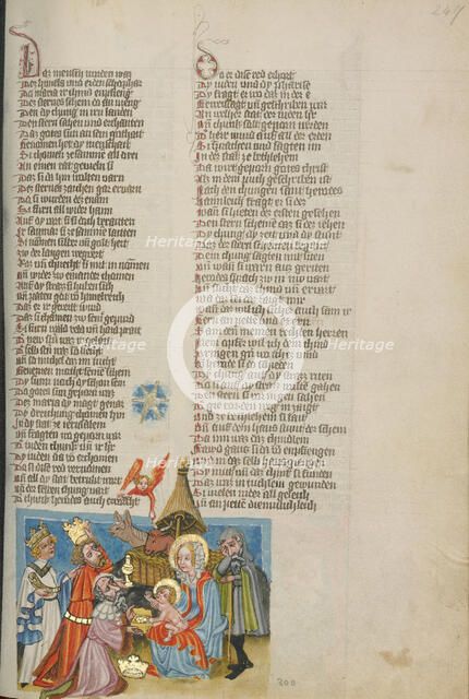 The Adoration of the Magi; Weltchronik, about 1400-1410. Creator: Unknown.