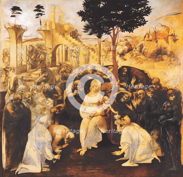 The Adoration of the Magi (After restoration), 1481-1482. Creator: Leonardo da Vinci (1452-1519).