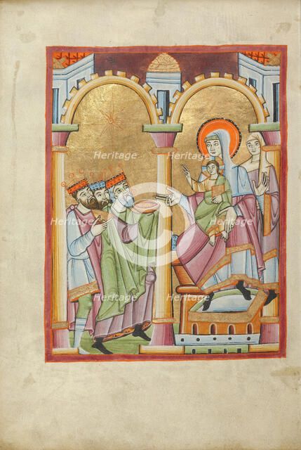 The Adoration of the Magi; Benedictional, about 1030-1040. Creator: Unknown.