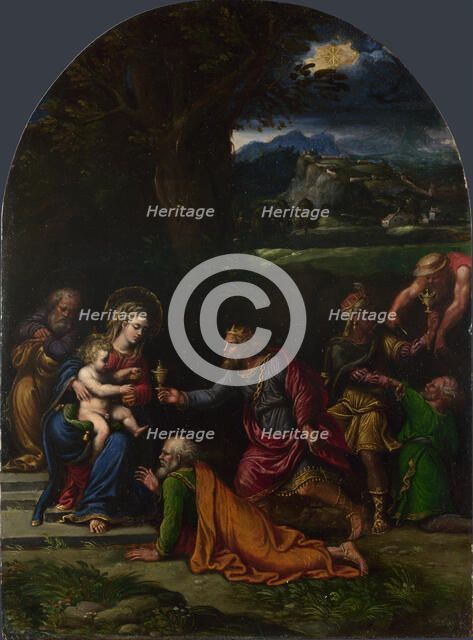 The Adoration of the Magi, Between 1543 and 1552. Creator: Girolamo da Carpi (Girolamo Sellari) (1501-1556).