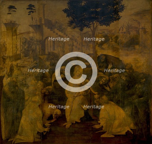 The Adoration of the Magi, c. 1480. Artist: Leonardo da Vinci (1452-1519)