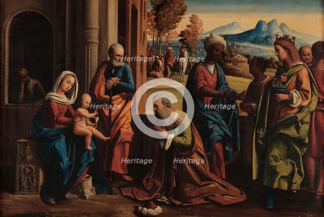 The Adoration of the Magi, c 1527. Creator: Ortolano (Benvenuti), Giovanni Battista (c. 1480-1525).