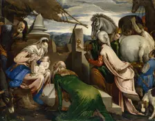 The Adoration of the Magi, ca 1555. Artist: Bassano, Jacopo, il vecchio (ca. 1510-1592)