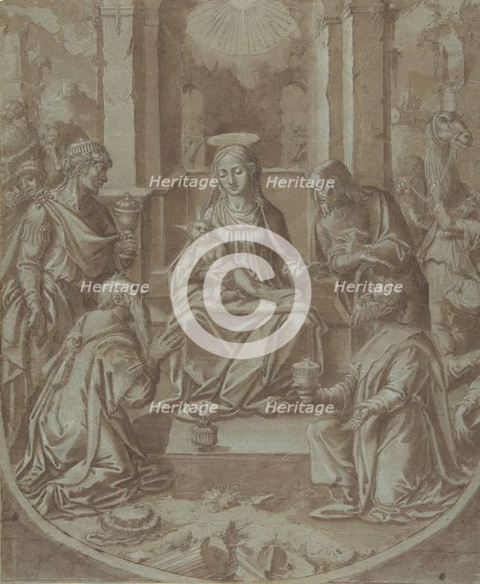 The Adoration of the Magi (Cartoon for an Embroidery), 1587-89. Creator: Attributed to Diego Lopez de Escuriaz.