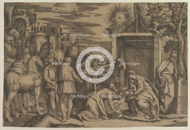 The Adoration of the Magi. Creator: Attributed to Monogrammist 9 (Italian).