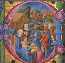 The Adoration of the Magi: cutting from a choir book, 1470s. Creator: Franco dei Russi