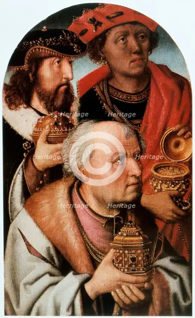 'The Adoration of the Magi' (detail), 15th century.  Artist: Anon