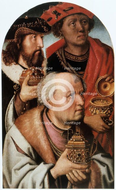 'The Adoration of the Magi' (detail), 15th century.  Artist: Anon