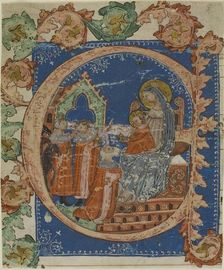 The Adoration of the Magi in a Historiated Initial "E" from a Choirbook, 1375/1425. Creator: Unknown