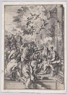 The Adoration of the Magi, set before and architectural colonnade, ca. 1640. Creator: Pietro Testa