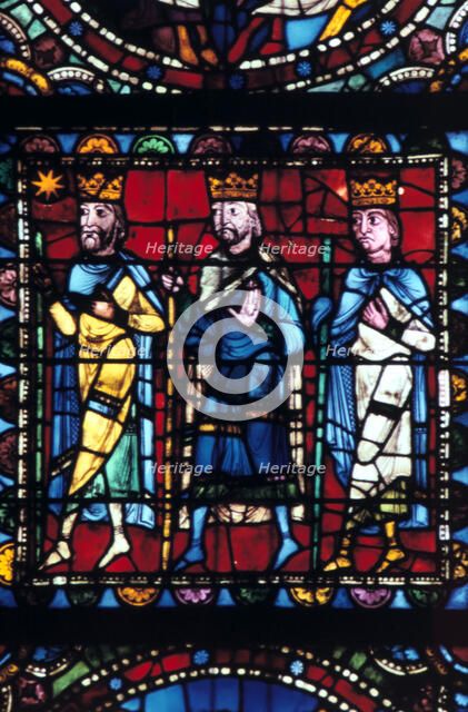 The Adoration of the Magi, stained glass, Chartres Cathedral France, 1145-1155. Artist: Unknown