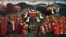 The Adoration of the Mystic Lamb The Ghent Altarpiece, 1432, (c1900-1920).Artist: Jan van Eyck