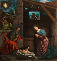 The Adoration of the Shepherds, 1540. Creator: Savoldo, Giovanni Girolamo (Girolamo da Brescia) (1480/85-1548)