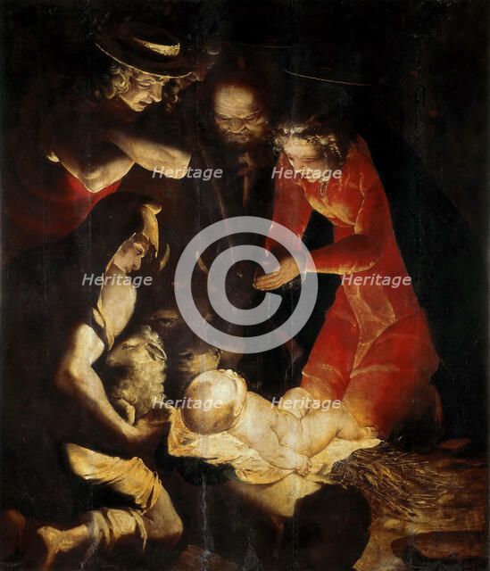 The Adoration of the Shepherds, 1550. Creator: Cambiaso (Cambiasi), Luca (1527-1585).